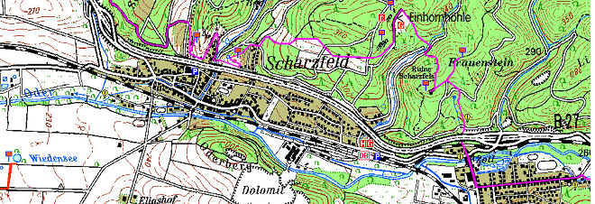 Karstwandereg Harz /  Kartenausschnitt Scharzfeld
